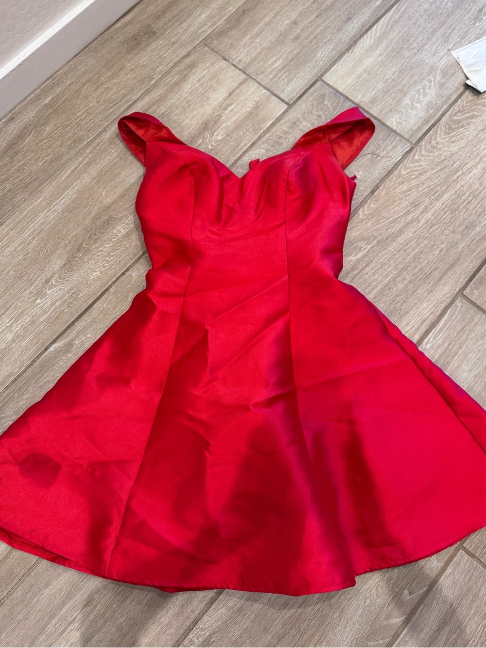 Girls Red Fit-and-Flare Formal Dress with Sweetheart Neckline